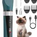oneisall Cat Clippers for Matted Hair, 5-Speed Quiet Cat Grooming kit, Cordless Pet Shaver for Long Hair, Waterproof Pet Hair Trimmer, Pet Clippers for Cats(Green)
