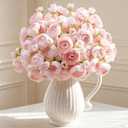 32Pcs Ranunculus Artificial Flowers, Light Pink Faux Silk Mini Peonies Bulk Fake Wedding Flowers for DIY Bouquet, Home Decor, Bridal Shower & Centerpieces