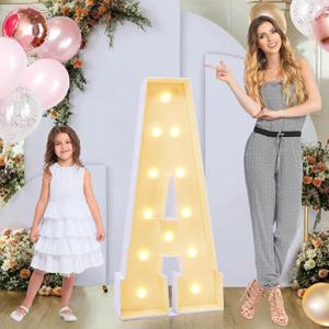 4ft Marquee for Letters A, Marry Me Light up Letters, Large Light up Letters, Multifunctional Large Marquee for Letters 4 Feet Tall for Party Decorations, Letter Balloons (Letters A)
