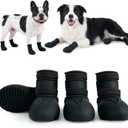 4Pcs Waterproof Dog Boots for Small Medium Dogs, Anti-Slip Silicone Dog Shoes for Rain, Hot Pavement, Mud, Snow, Puppy Paw Protectors for Teddy Pomeranian Bichon