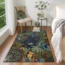GarveeHome 3x5 Washable Area Rug for Bedroom, Jungle Animal Soft Tiger Rug Non Slip Low Pile Green Carpet Stain Resistant Throw Rug for Bedside Kids Room Office Dining Room