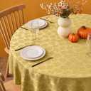 Biscaynebay Fall Round Tablecloth 60''-Gold Thanksgiving Autumn Harvest Gathering Jacquard Fabric Damask Table Cloth, Small Circle Folding Table Covers Kitchen Dinner Dining Picnic Holiday Parties