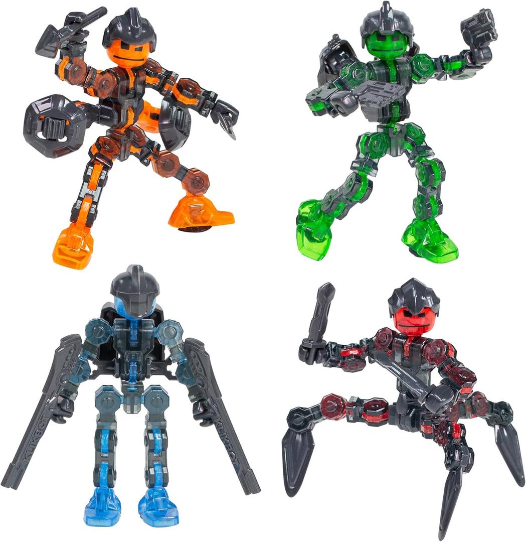 Zing Klikbot, Complete Set of 4 Poseable Action Figures with Weapons, Translucent, Create Stop Motion Animation, for Ages 6 and Up (Series 3 Guardians)