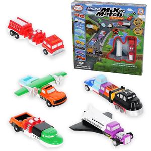 Popular Playthings Magnetic Vehicles for Toddlers 1-3, Mini Mix or Match Car Toys, Set of 9 Gift for Kids - Vehicles