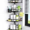 Aitatty Corner Shower Caddy Standing: 4-tier Rustproof Shower Organizer Shelf - Floor Shower Corner Shelf Rack Stand for Bathroom Black
