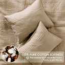 palassio Striped Dark Beige 100% Cotton Quilt Queen Size Bedding Sets, Lightweight Crinkly Channel Pick Stitch Textured Bedspread Soft Shabby Chic Farmhouse Country Coverlet for All Season, 2 Shams