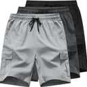Boys Pull on Cargo Shorts, Outdoor Kids Quick Dry Hiking Shorts (Green, S)