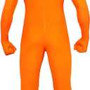 Uisozsfeb Unisex Full Body Spandex Zentai Suit Halloween Costumes Open Face Cosplay Bodysuit for Men and Women (Orange, XXL)