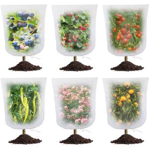 Bird Netting for Blueberry Bushes - 6Pcs Garden Netting Pest Barrier with Drawstring, Garden Plant for Vegetables Fruits Tree Cicada Netting for Trees (6,32x32inch/6PACK)