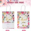 Outink 50 Pcs Thank You Gift Bags Bulk Floral Design Thank You Paper Bags Colorful Thank You Bags for Wedding Business Baby Shower Boutique Birthday Party, 8x6x3in