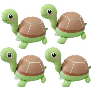 4 Pcs Inflatable Self Standing Turtle Balloons/4D Walking Animal Turtle Foil Balloon/Under The Sea Party, Mermaid Ocean Theme Birthday, Pool Beach Party Decorations