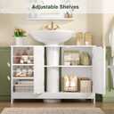 35.4" Pedestal Sink Storage Cabinet with 2 Doors and Adjustable Shelves, Bathroom Sink Cabinet, Under Sink Storage with U-Shape Cut-Out, White, 12"D x 35.4"W x 23.5"H