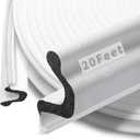 20 Feet Kerf Door Weather Stripping Door Seal, Long Reach V-Shaped Door Seal Strip for Door Frame Door Weatherstripping Insulation Strip Door Soundproofing for Large Gap(White)