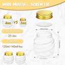 Suclain 25 Pcs 4 oz Mini Honey Jars Party Favors in Bulk Honeycomb Plastic Jars with Gold Lids Wide Mouth Canning Small Containers for Wedding Favors, Baby Shower DIY Gift Jelly Herb Jams Candy