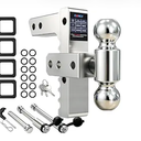 Ball-Type Trailer Hitch 2.5" Chrome Plated Steels Balls 8 Inch Drop Adjustable Aluminum Tow Hitches with Two Anti-Theft Pins Locks Trailer Weight 8000LB/Tongue Weight 800LB