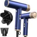 YAPOY Professional Hair Dryer with Diffuser Fast Drying 200 Million Ionic Blow Dryer with 110, 000 RPM High-Speed No Heat Damage Intelligent Thermo-Control Low Noise, Blue