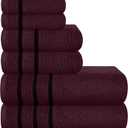 MyOwn Ultra Soft 6 Pack Cotton Towel Set, Contains 2 Bath Towels 28x55 inch, 2 Hand Towels 16x24 inch & 2 Wash Coths 12x12 inch, Ideal Everyday use, Compact & Lightweight - Burgundy, 71643