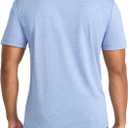Reebok Men's Small Logo Short Sleeve Crewneck T-Shirt, Standard Fit, Breathable Lightweight Stretch Knit Fabric (Blue), L