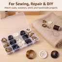 Resin Sewing Buttons, 110 Pieces, 4-Hole Round Buttons for Blazer Suit Coats,5 Color 3 Size 15mm/20mm/25mm