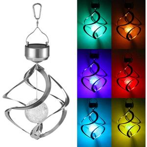 MorTime LED Solar Revolving Wind Chimes Hanging Spiral Solar Lights Outdoors