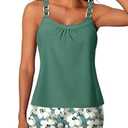 Summer Mae Women's Tankini Swimsuits 2 Piece Tummy Control Bathing Suit with Pocket Shorts Ring Linked 2025 Swimwear Solitary Silhouette Bloom 10