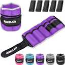 1 Pair 2 3 Lbs Adjustable Ankle Weights for Women Men Kids, Strength Training Wrist and Ankle Weights Sets for Gym, Fitness Workout, Running, Lifting - Black Grey Pink Blue Purple