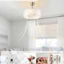 20" Caged Fandelier Ceiling Fans with Lights, Silver Boho Chandelier Ceiling Fan with Light Remote Control with 6 Speeds for Bedroom, Living Room, Nursery