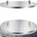 Fire Pit Lid Cover Round - 34" Stainless Steel Rust Resistant Firepit Cover or Table with 2 Wooden Handles for Patio Fire Pit, Weatherproof for All Seasons, Fits Fire Pits Up to 32"