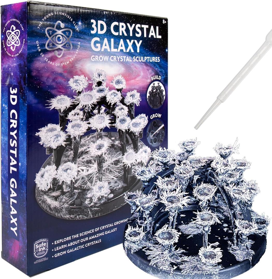 The Young Scientists Club 3D Crystal Galaxy, Grow Crystal Sculptures, Crystal Growing Kit for Kids Science Experiments Gifts for Boys & Girls, STEM Kits for Kids, STEM Toys, 8 Year Old Boy Gift