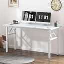 Need Folding Desk, 54 inch Large Computer Desk for Home Office, No Install Needed Study Student Writing Table Desk Workstation, White