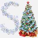 Jenaai 6 Ft Christmas Bulb Ball Garland with LED Lights Christmas Lighted Bulb Garland Ornament Xmas Tree Balls Decor Hanging Balls Decoration for Tree Fireplace(Silver, White)