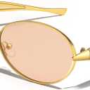 Dollger Retro Oval Sunglasses for Women Men Vintage Trendy 90s Gold Metal Frame Sun Glasses UV400 Protection Champagne Shades