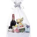 MADHOLLY 6 Set Baskets for Gifts Empty - Sturdy Kraft Gift Basket Kit with Cellophane Wrap and Pull Bows for Wedding Baby Shower Party Gift Wrapping, White