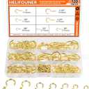 120 Pieces 7 Sizes Cup Screw Hooks, Gold Color, Screw-in Hooks, Ceiling Hooks, Self-Tapping Screws Hooks, Hanging Hooks, Screw Hooks Kit (1/2", 5/8", 3/4", 7/8", 1'', 1-1/4", 1-1/2")