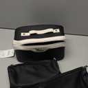 BOYATU Travel Makeup Bag Organizer Cosmetic Bag: 3 Pcs Set Make up Bags for Women with Handle - Waterproof Vegan Leather Toiletry Bags Travel Essentials Pouch with Compartments (A-01-Black)