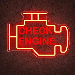 Check Engine Neon Sign, 15 * 11in Garage Led Neon Light, Dimmable LED Neon Signs for Wall Decor, Powered by USB Neon Sign, Wall Art Gift for Men, Neon Signs for Man Cave Garage Room Auto Repair Shop