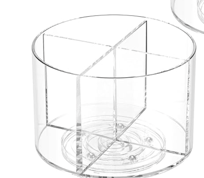 TIMVIEA 360° Spinning Drink Packet Organizer, Clear BPAFree Plastic 4Section Clear Storage for Coffee, Sugar & Drink Mixes | Stackable Kitchen & Pantry Container