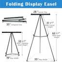 Falling in Art Aluminum Flip Chart Display Easel Stand with Adjustable Floor for Boardroom, Whiteboard, Paper Pads, Signage, 63 1/2'' High, Black