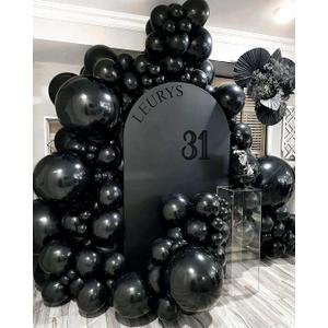 Captank Black Balloons Double Stuffed Balloon Garland Arch Kit Latex Different Size 18/12/5 inch for Birthday Graduation Anniversary Holiday New Year Halloween Ridder Star Wars Theme Party Decorations