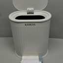 1.8 Gallons Small White Bathroom Trash Can with Lid, Slim Bathroom Garbage Bin, Removable Liner Bucket, Dog Proof Trash Can with Pop-Up Lid for Bedroom,Toilet