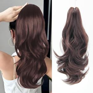 14 Inch Ponytail Extension - Claw Clip in Ponytails Hair Extension, Curly Pony Tails Hair Extensions, Clip on Ponytail, Easy&Long Use, Daily Wear(Medium Brown)