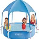 INTEX 28209EP Canopy Metal Frame Above Ground Swimming Pool: 6ft x 15in Built-In Canopy Sprayer Puncture-Resistant Material Easy Assemble 185 Gallon Capacity