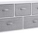 Amazon Basics Extra Wide Fabric 5-Drawer Storage Organizer Unit for Closet, White