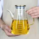 Glass Oil Dispenser Bottle - Glass Olive Oil Bottle for Kitchen, Wide Mouth Borosilicate Glass Cooking Oil Bottles with Lid and Handle (900ML)