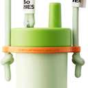 CHAKO LAB Kids Water Bottle with Carrying Rope and Straps | Vacuum Insulated Stainless Steel 16oz for School and Trvels | Two Travel Carrying Options | Matcha Green