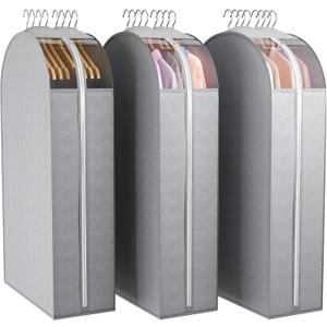 Liuoud 10" Gusseted Garment Bags for Hanging Clothes with Clear Window, 40" Suit Bags for Open Closet Storage, Clothing Cover for Coat, Dress, Jacket, Shirt, Fur Wardrobe Protector, 3 Packs