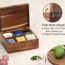 Acacia Wood Tea Bag Organizers, Tea and Sugar Packet Storage Chest with Lid, Wooden Teabag Holder Containers,Storage Box Teabox with 6 Compartments
