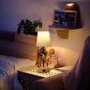 Bedside Table Lamp for Bedroom with 2 USB Charging Ports Minimalist Small Nightstand 3-Way Dimmable Touch Desk Lamp for Living Room Home Office Dorm,LED Bulb Included (wood grain-power)