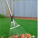 Adjustable 32 to 63 Inch Extendable Metal Tool for Lawn Care - Collapsible Garden Design with Steel Tines, Tight Spaces & Yard Debris Handling, Non-Slip Ergonomic Handle
