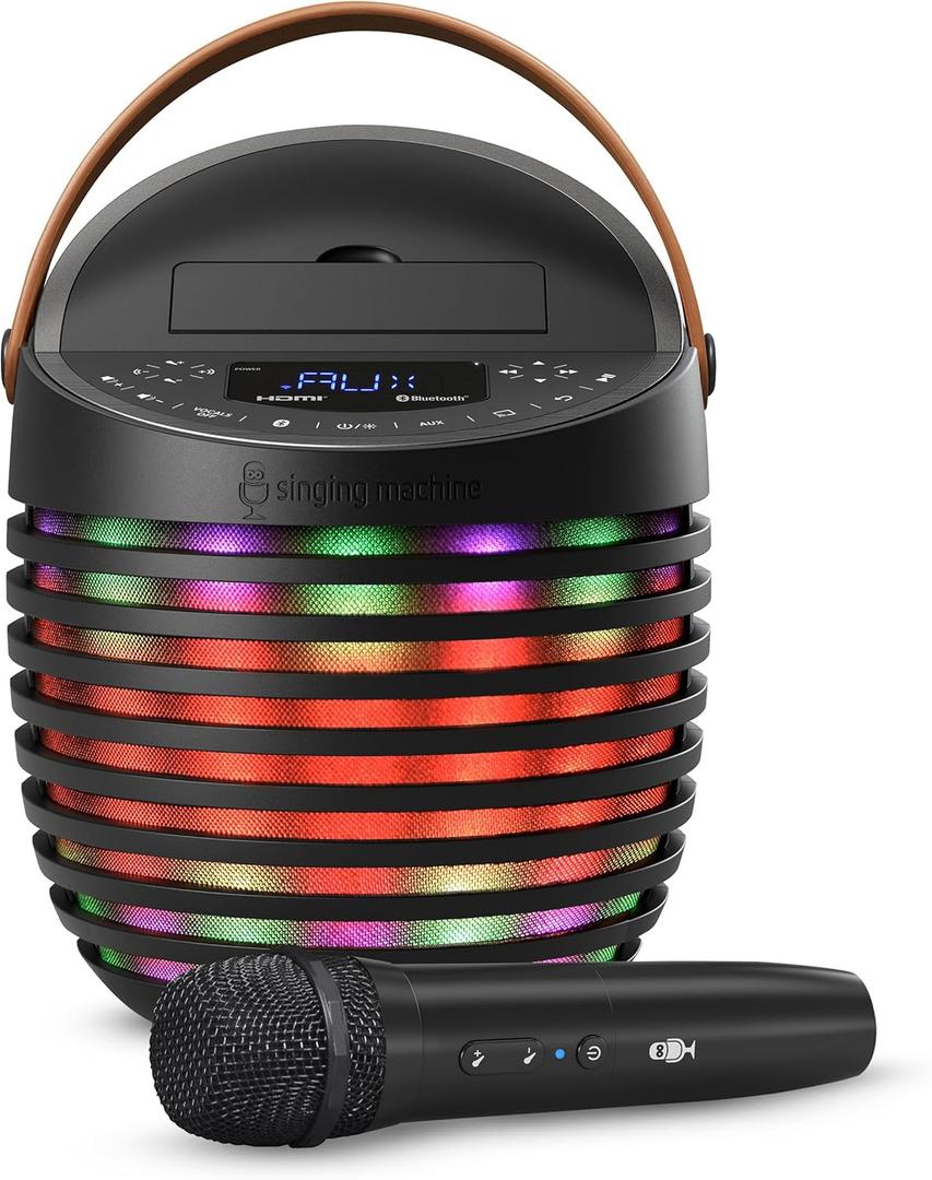 Singing Machine Karaoke system for Adults & Kids with Wireless Microphone, SingCast One - Karaoke Speaker with Video Casting Technology, Karaoke System with Bluetooth & Echo Effects (Black)
